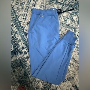 Figs- medium, powder blue "Tansen" jogger scrub pants with functional drawstring